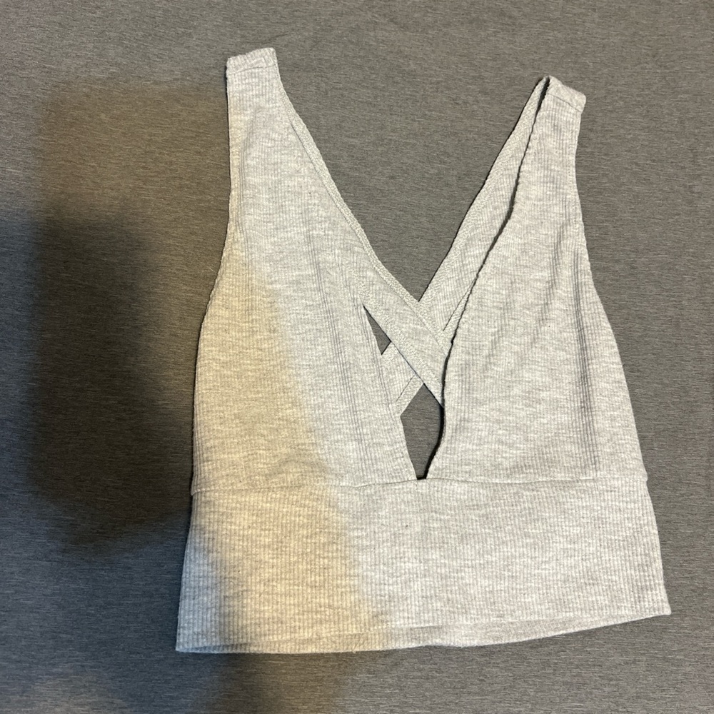 SHEIN Heather Gray Ribbed Top